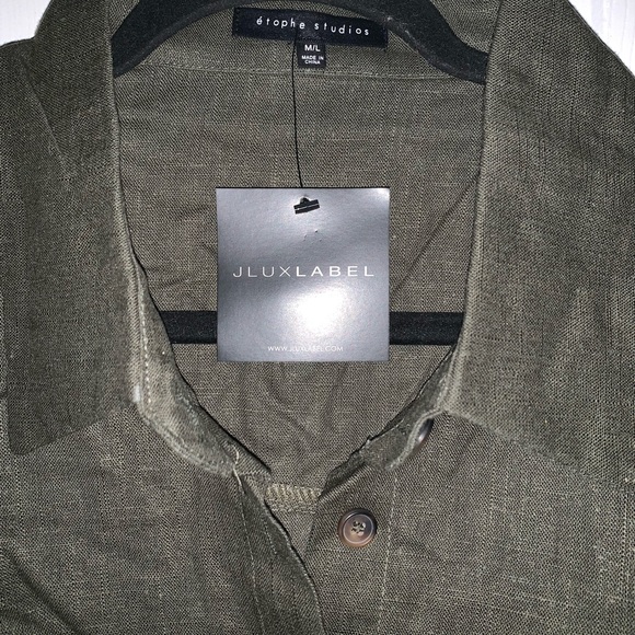 NWT JLUXLABEL Moss Nicolette Belted Linen Top - Picture 7 of 11